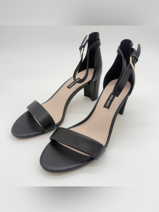 Nine West Shoes - Nine West Black Leather Open-Toe Ankle-Strap Block Sandals
